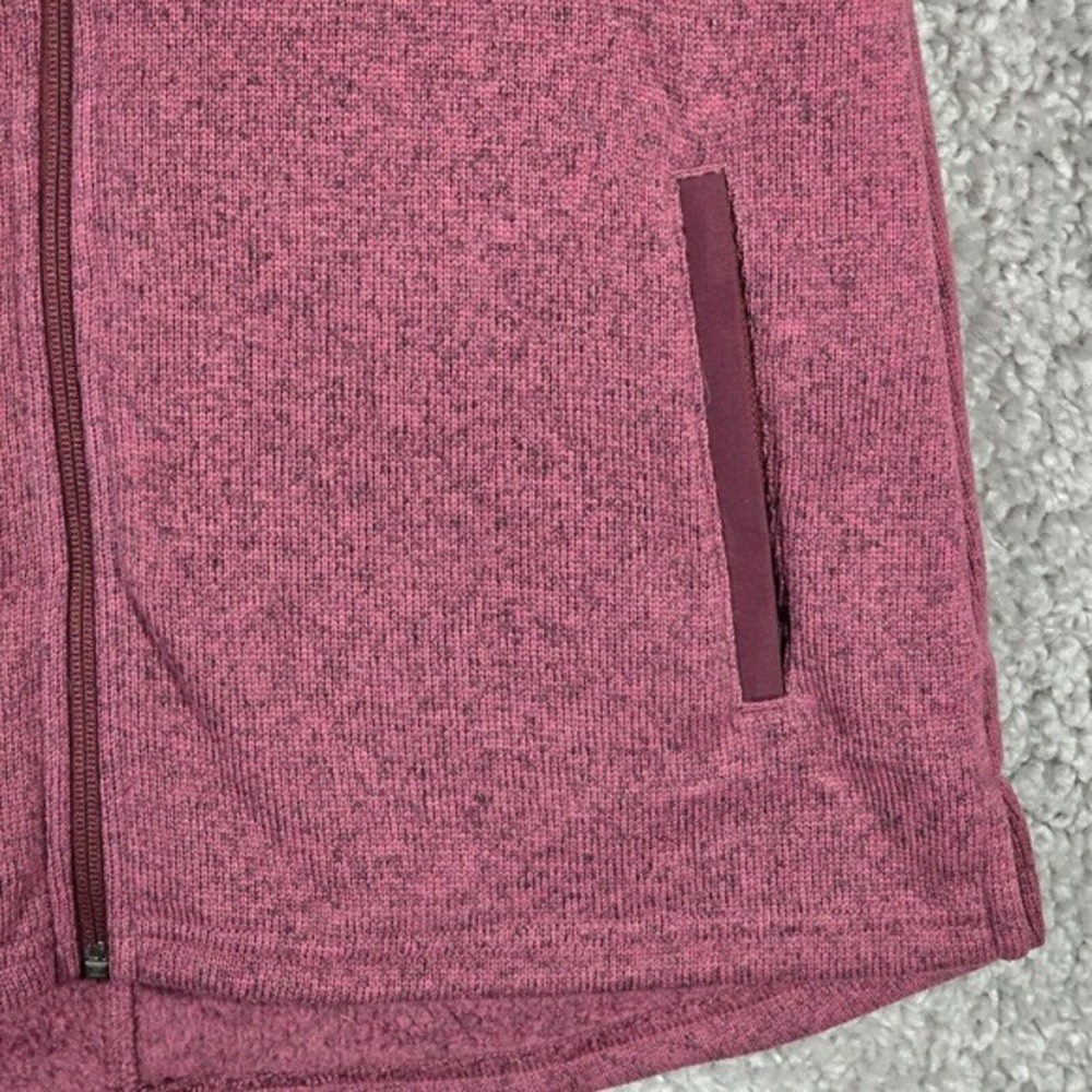 LL Bean Sweater Fleece Vest Women Small‎ Regular Purple Floral Trim Full Zip - Picture 2 of 8